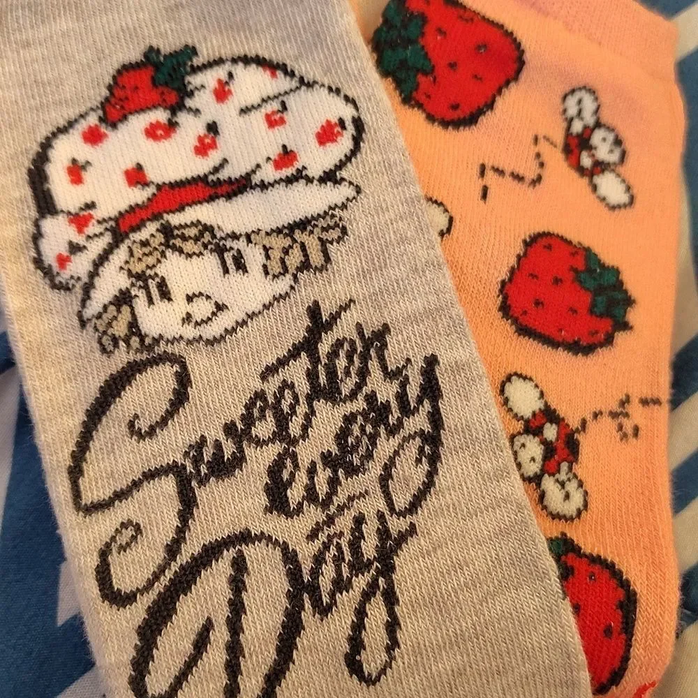 Strawberry Shortcake Colorful No Show‎ Printed Socks 5 Pairs NWT